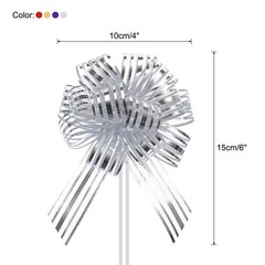 20pcs 6″ Large Organza Pull Bow Gift Wrapping Bows Red/Gold/Silver/Purple