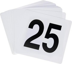 Durable 1-25 Table Numbers – 4″ x 4″ Double-Sided for Restaurant & Banquet Use