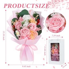 HOTKBO Flowers for Delivery,Preserved Bouquets – 4 Pink Rose,