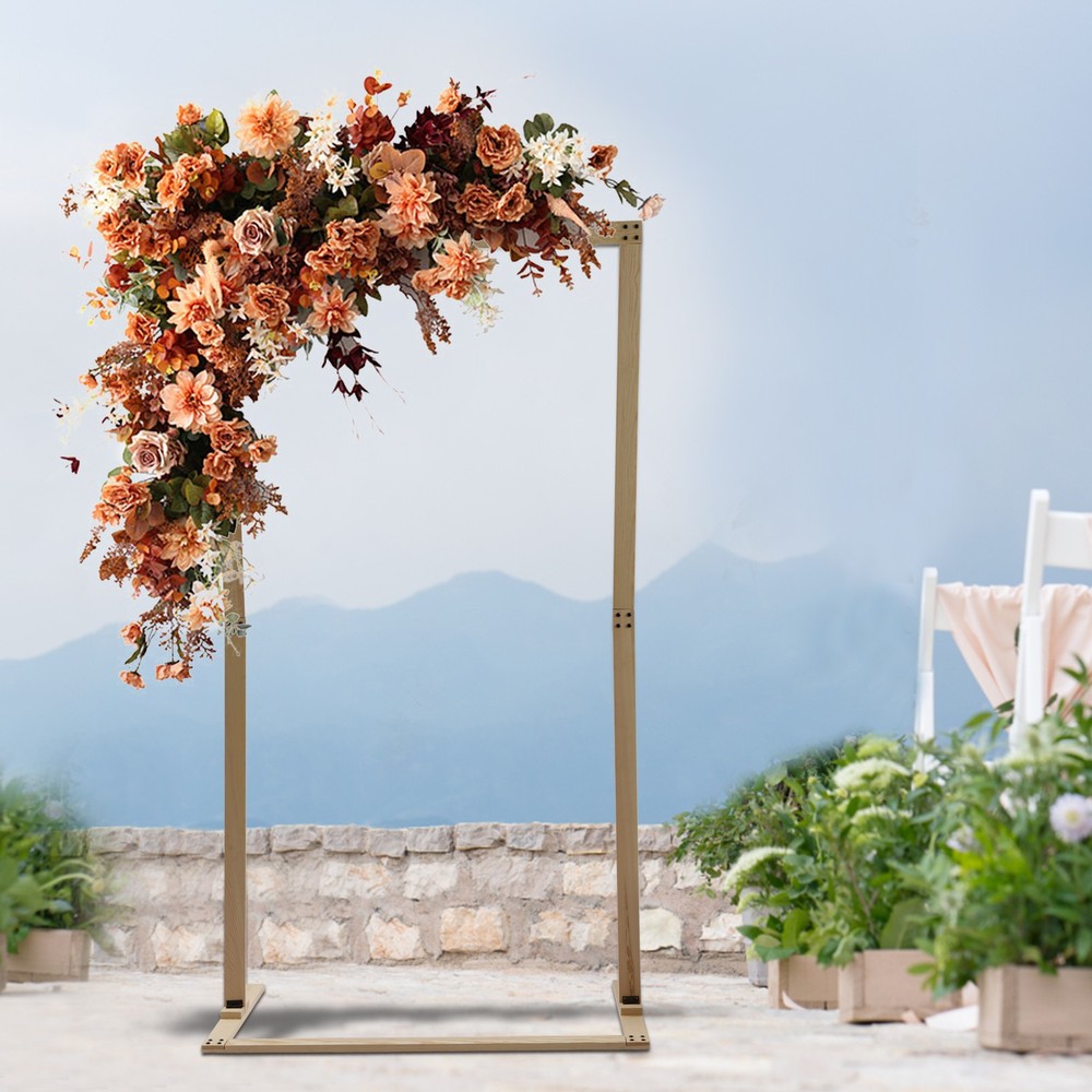 7Ft Freestanding Wooden Wedding Arch Rectangular Ceremony Backdrop