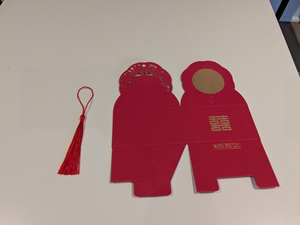 60 Count Chinese Wedding Favor Paper Gift Boxes Double Happiness with Tassel Red