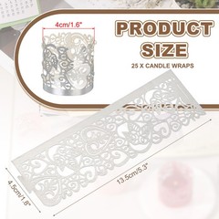 25Pcs Candle Wraps Decorate Tea Light Wrap for Decoration, Reflective Silver