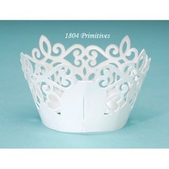 72 David Tutera Laser Cut White Pearlized Paper CUPCAKE WRAPPERS – Free Shipping