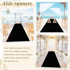 Fanproms Black Aisle Runner 4Ftx15Ft Aisle Runner For Wedding Ceremony Velvet