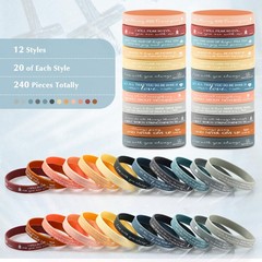 Unittype 240 Pcs Bible Verse Silicone Bracelets Bulk 8 inches, Bright Color