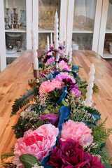 Jewel Toned Party Centerpieces Lot of 10 Table Arrangements + 10 Lace Runners