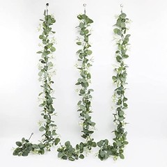 Gypsophila Artificial Eucalyptus Garland – 2 Pack – 5.8Ft Faux Baby Breath White