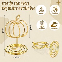 Rtteri 30 Pcs Gold Pumpkin Picture Holders 2 Inch Thanksgiving Fall Photo Card T
