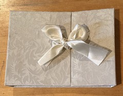 Elegant Cream Satin Wedding Photo Keepsake Album w/ Tied Bow & 24 White pages