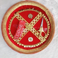 Handcrafted Plate,Welcome Jiju,Bhabhi Thali,Ribbon Cutting Plate,Welcome Plate