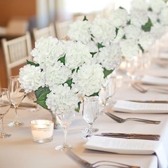 6PCS Hydrangea Artificial Flowers, Bulk Silk Fake Flower with Stems, Faux White