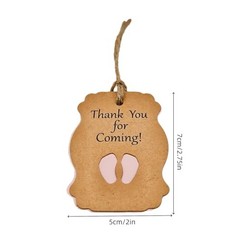 100pcs Baby Shower Tags Kraft Paper Gift Tag，Baby Feet Shower and Party Favors