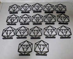 Wedding Table Numbers 1-17 3D Printed Black Dice D20 Shapped