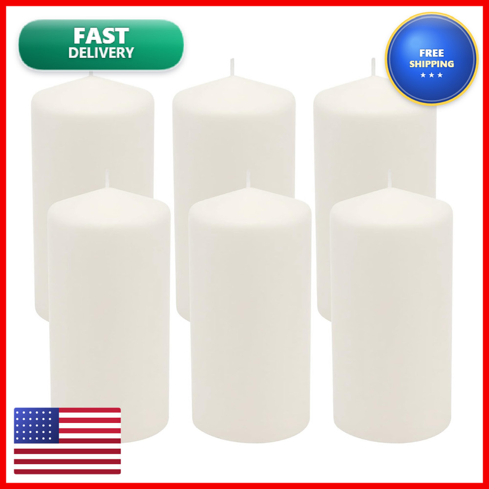Stonebriar Unscented White Tall Pillar Candles 65 Hour Burning Candle Pillars