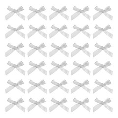 100Pcs Mini Ribbon Bow 1.8 inch Mini Fabric Satin Ribbon Light Grey