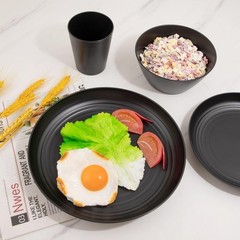 Liyh Love In Your Heart Liyh 48 Pcs Black Wheat Straw Plates And Bowls