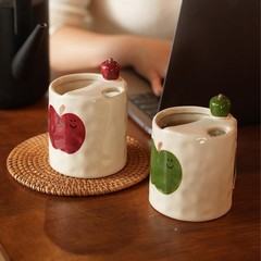 Coffee Mug Espresso Cup 10oz 3D Apple Ceramic Coffee Mugs Porcelain Coffee Cu…