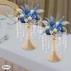 10PCS Gold Dual-ring Flower Stands Crystal Flower Stand Flower Arrangement Stand
