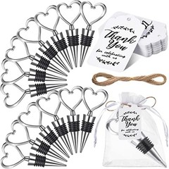 100 Set Heart Shape Wine Stopper Wedding Favor for Guests Love Wine Bottle