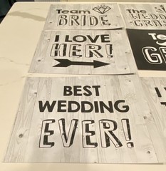 Reverse Wedding Photo Booth Signs Set Rustic Black White Bride Groom Props