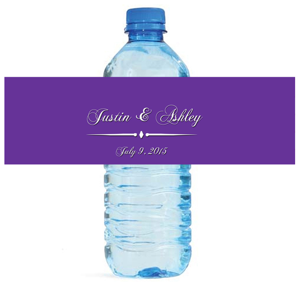 100 Purple Opulence Wedding Anniversary Engagement Party Water Bottle Labels