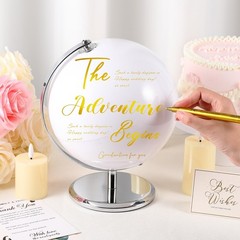 Saypacck World Globe Guest Book with 4 Pens silver stand, blank globe