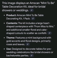 «Mint to Be» From Miss To Mrs Floral Bridal Shower Table Decor 3 Packs Lot NWT