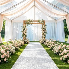Silver Carpet Aisle Runner for Wedding Ceremony 2 ft x15 ft Sparkly Sequin We…