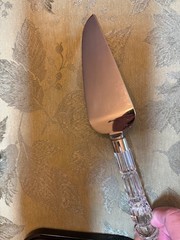 WATERFORD LISMORE BRIDAL CAKE KNIFE SERRATED BLADE W/CRYSTAL HANDLE