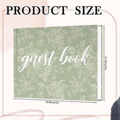 Engrowtic 7 x 9 Inches Floral Guest Book with Pen Hardcover Guestbook Green