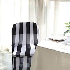 Black White Striped Fitted Premium Spandex Folding Chair Cover Party Decorations