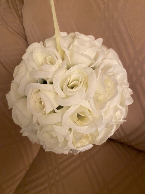 10x artificial WHITE ROSE Flower Ball Hanging Pomander Wedding Kissing Balls 7″