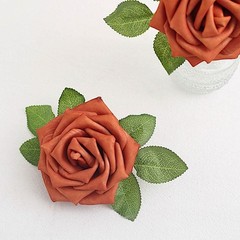 24 TERRACOTTA 5″ FOAM ROSE Flowers Stems Party Wedding Events Decorations