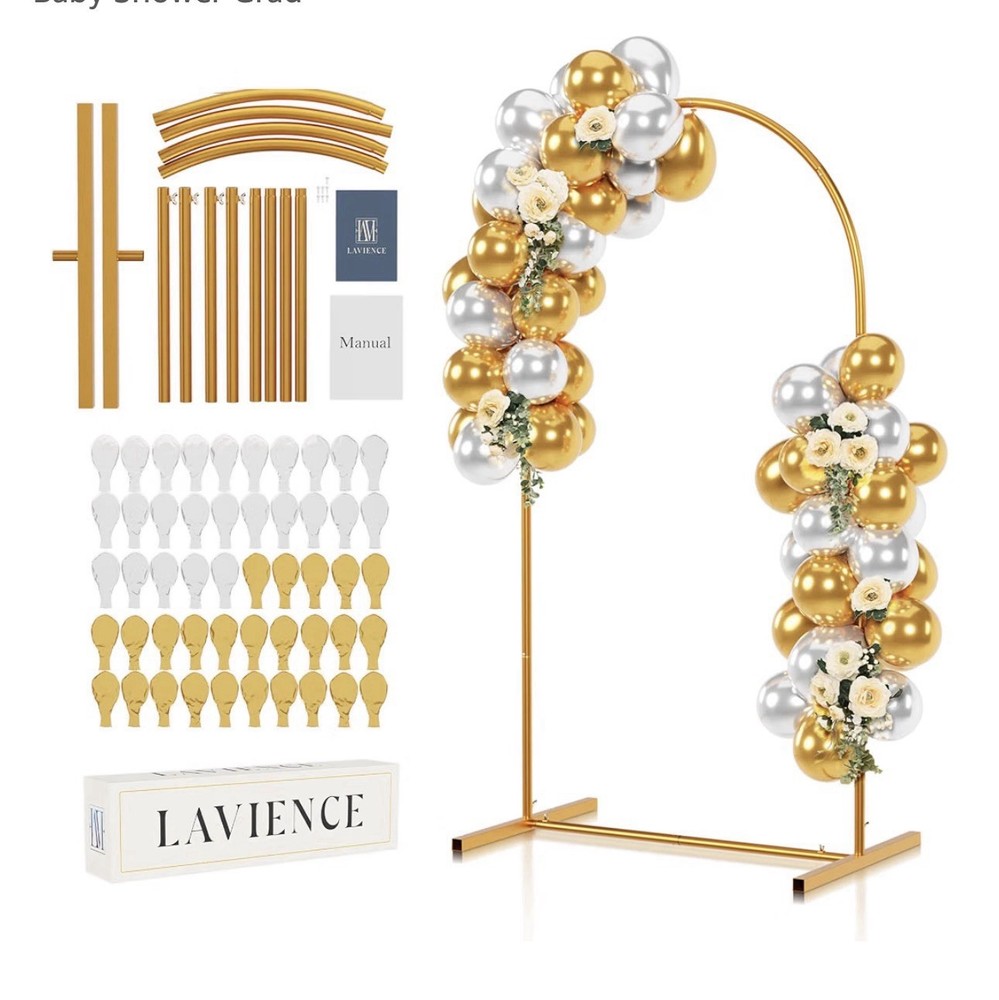 7.2FT Metal Wedding Arch Backdrop Stand for Wedding Ceremony Birthday Party Gold