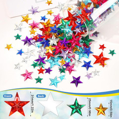 300Pcs Star Rhinestones, Colorful Acrylic Flat Back Crystals Table Scatter for H