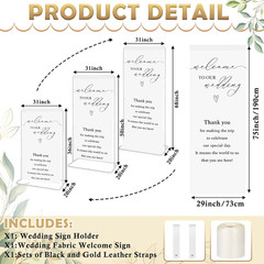 Elegant Wedding Welcome Sign Stand with Adjustable Easel and Satin Ribbon