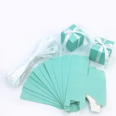 Small Cube Turquoise Candy Treat Boxes Bulk 50 count (Pack of 1), Teal Blue