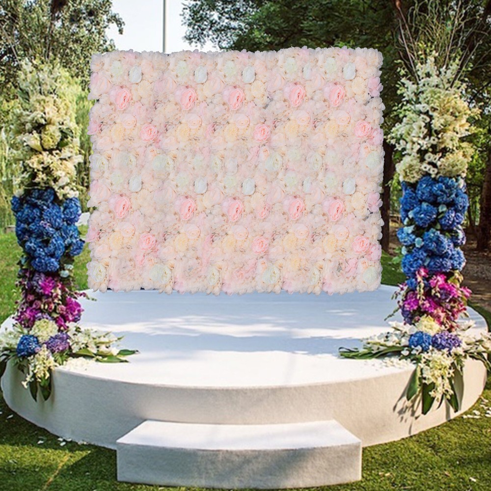 6-Pack Champagne Silk Flower Wall Panels 40 × 60 cm Floral Backdrop