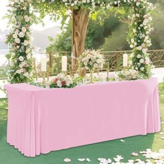 HAORUI Open Back Table Skirts, 4Pack Rectangle Wrinkle Resistant Table Clothe…