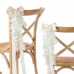 10 Wedding Aisle Decorations – Pre-Assembled Pew Flowers, Artificial Wisteria &
