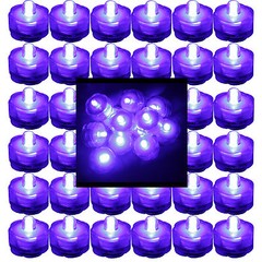 PURPLE 48 Pack ~ Submersible Waterproof Battery LED Tea Light ~ Wedding Decorati
