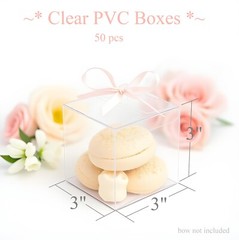 50 PCS 3x3x3″ Clear Plastic PVC Folding Box Party Favor Wedding Retail Packaging