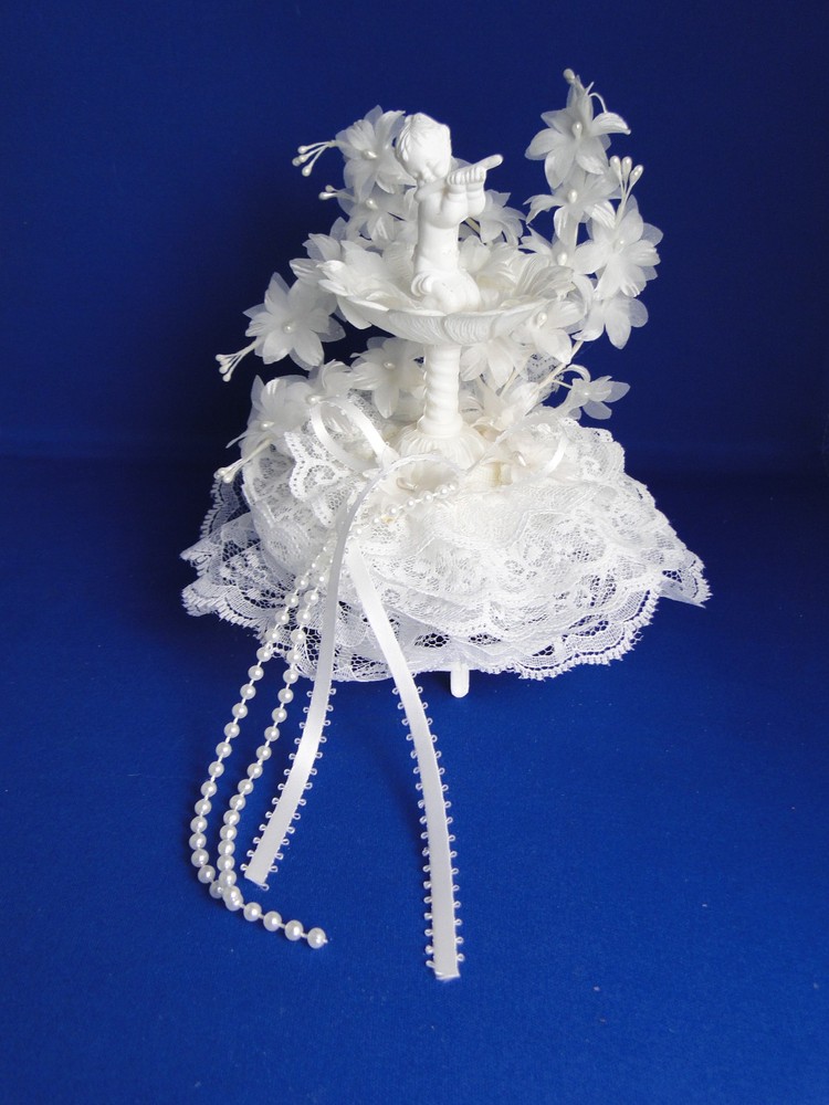 New Vintage Bakery Crafts «Cherish» Cherub Fountain Wedding CakeTop #413