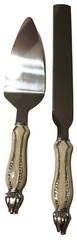 Welforth Bejeweled Wedding White Cake Server Set, 2 pcs