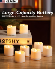 Homemory 12Pack Timer Flameless LED 12 Pack, White Base (Warm Light)