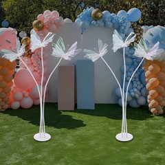 2Pcs Artificial Butterflie Decoration with Standing Base Realistic Wedding Decor