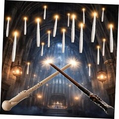 Floating Candles with Wand, 20Pcs White Hanging Candle for 20pc White-2Wand