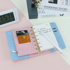MultiBey A7 Refillable 6 Ring PU Leather Binder, Mini Padfolio Binder Noteboo…