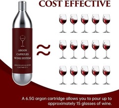 6 Pack Argon Gas Capsules Compatible with Wine Preservation, Silver