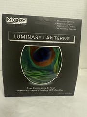 NEW Modgy Luminary Lanterns 4 Peacock Feather Not Opened Pool & Wedding Events